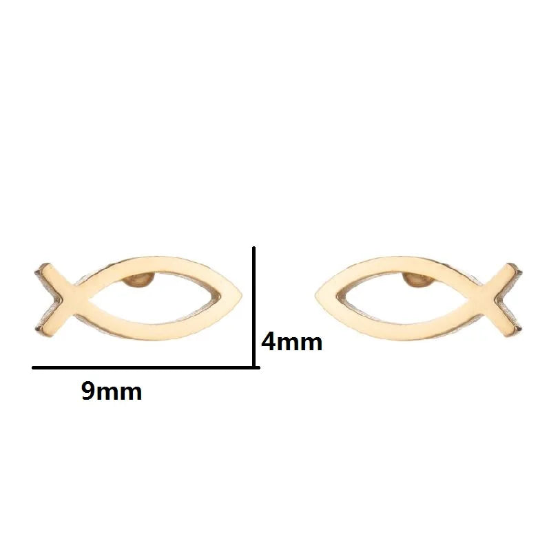 Simple Stainless Steel Jesus Fish Studs Earring