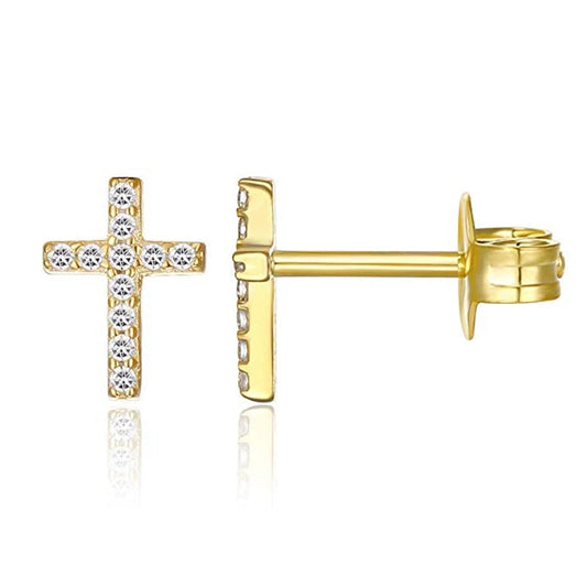 Simple Geometric Cross Gold Silver Earring