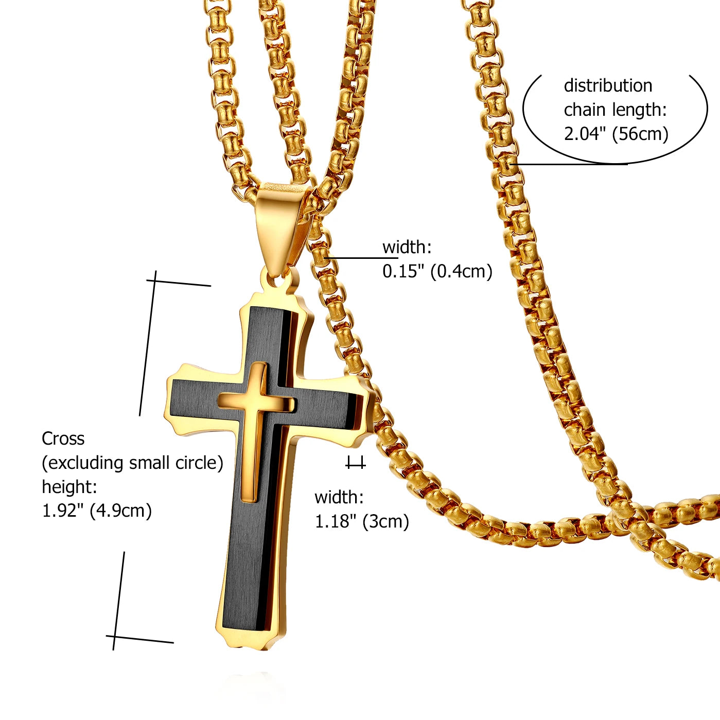 Stainless Steel Silver Color Men's Easter Cross Necklace