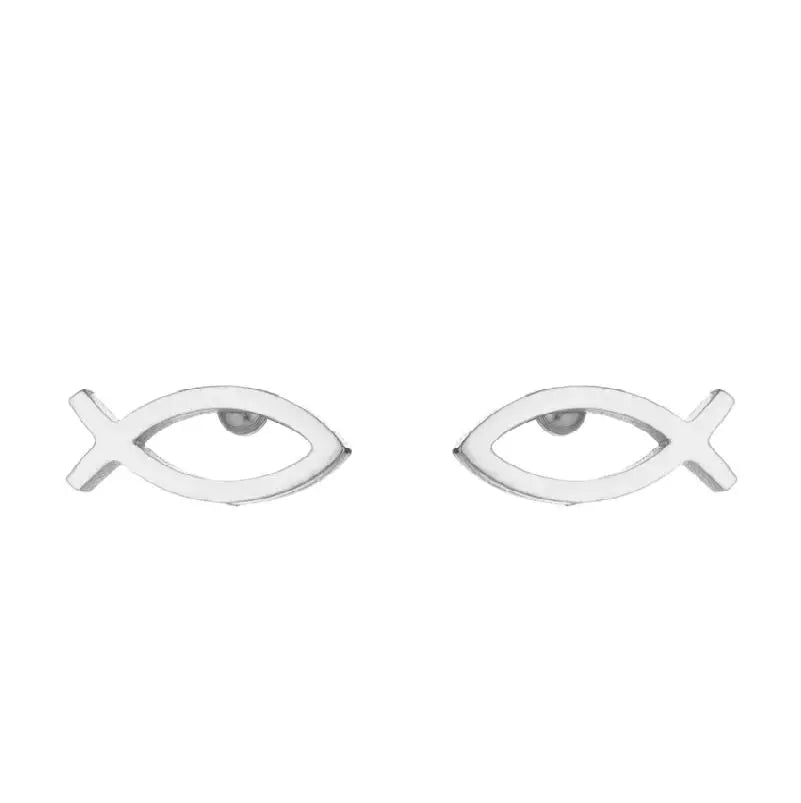 Simple Stainless Steel Jesus Fish Studs Earring