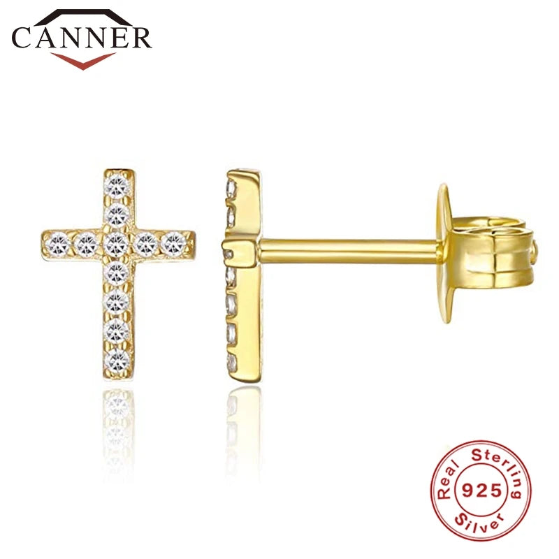 Simple Geometric Cross Gold Silver Earring