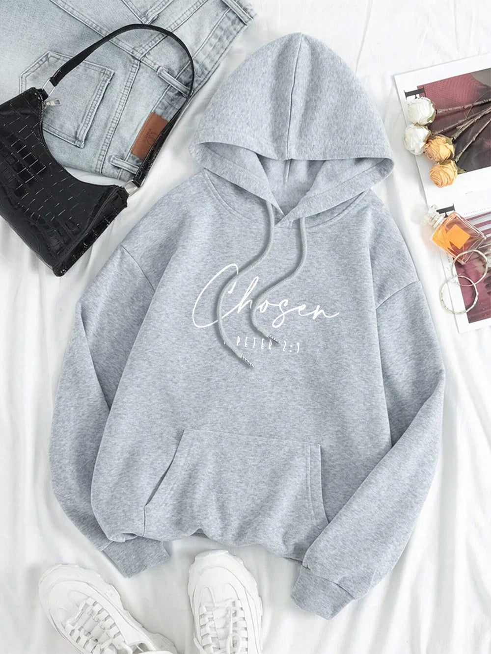 Chosen I Peter Letter Graphic Print Hoodies