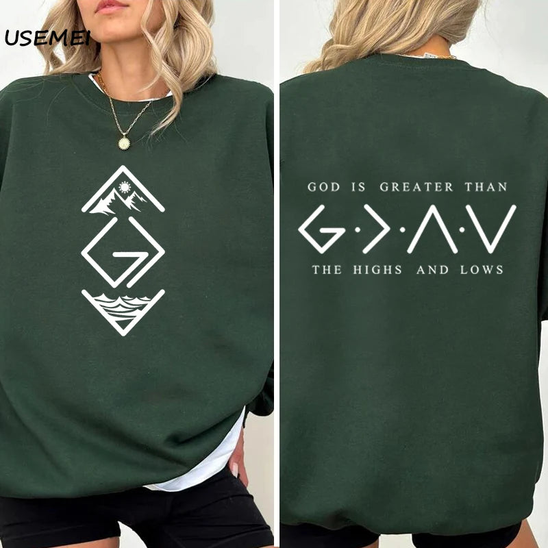 God Is Greater Than The Highs and Lows Round Neck Sweatshirt