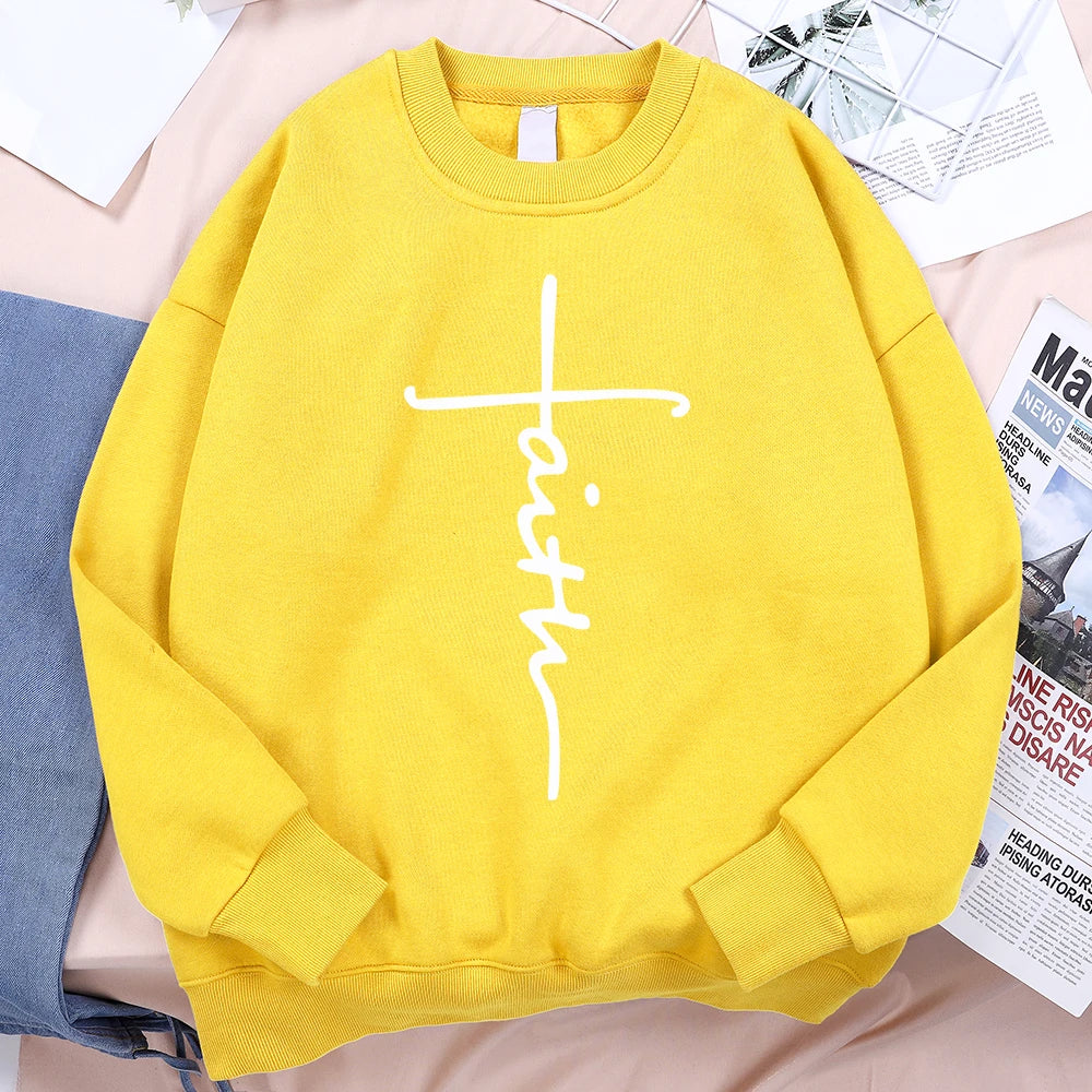 Faith Cross Letter Print Men Hoodie