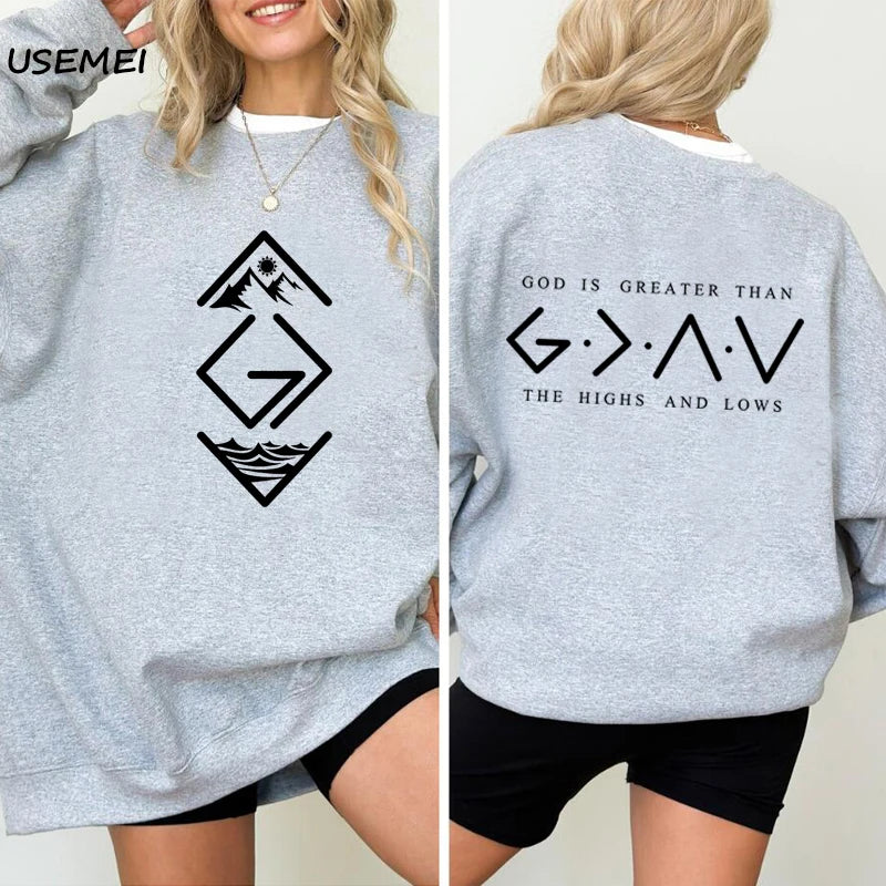 God Is Greater Than The Highs and Lows Round Neck Sweatshirt