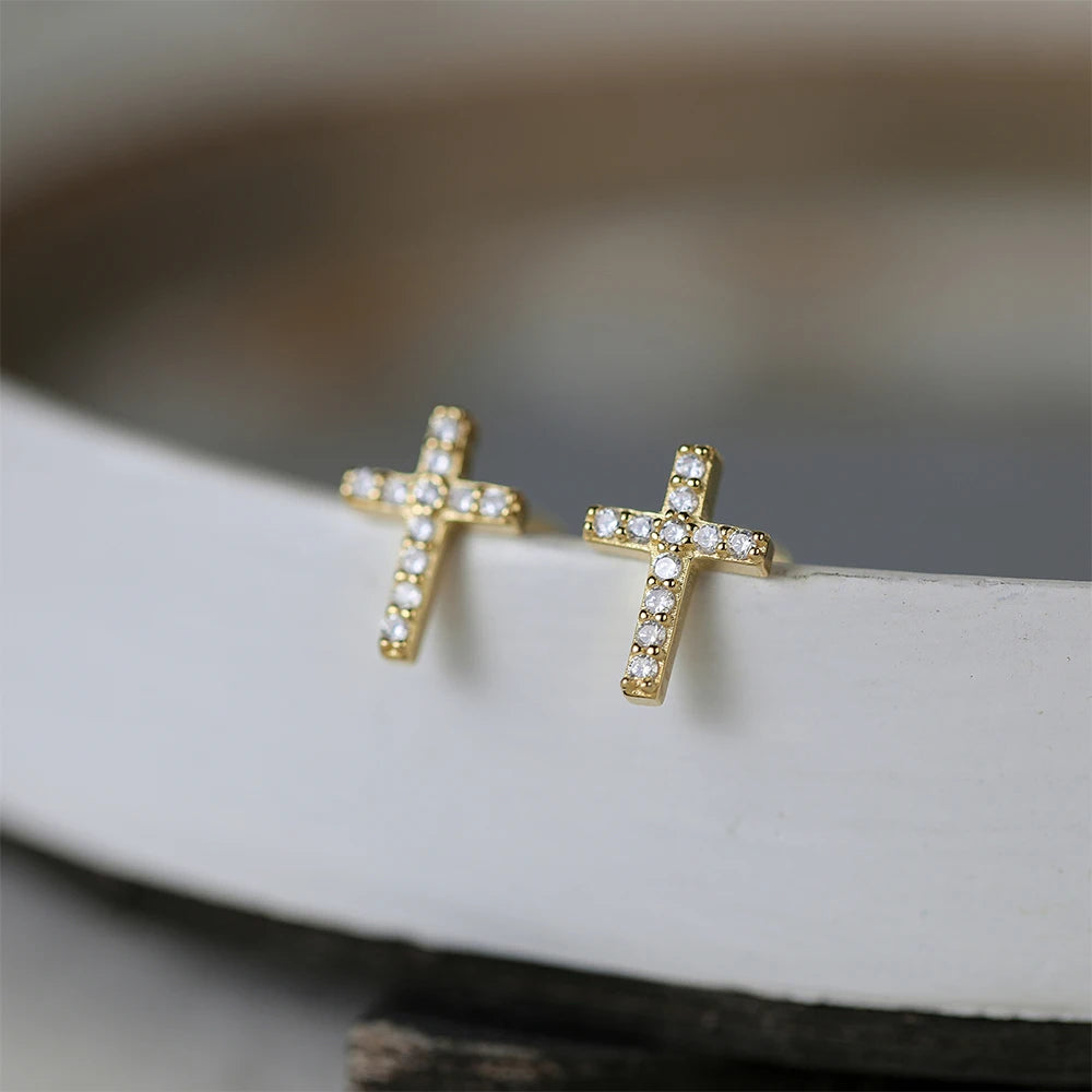 Simple Geometric Cross Gold Silver Earring