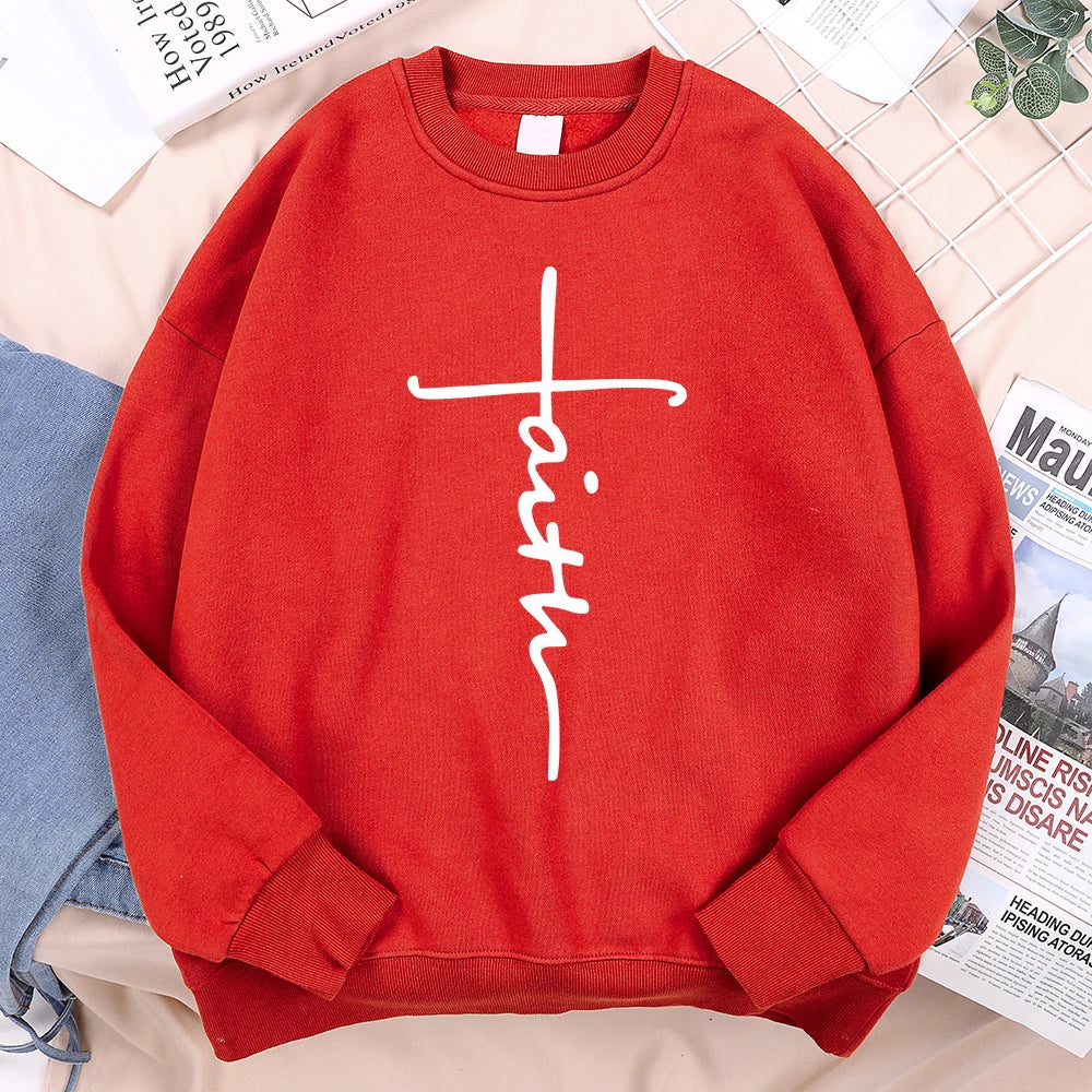 Faith Cross Letter Print Men Hoodie