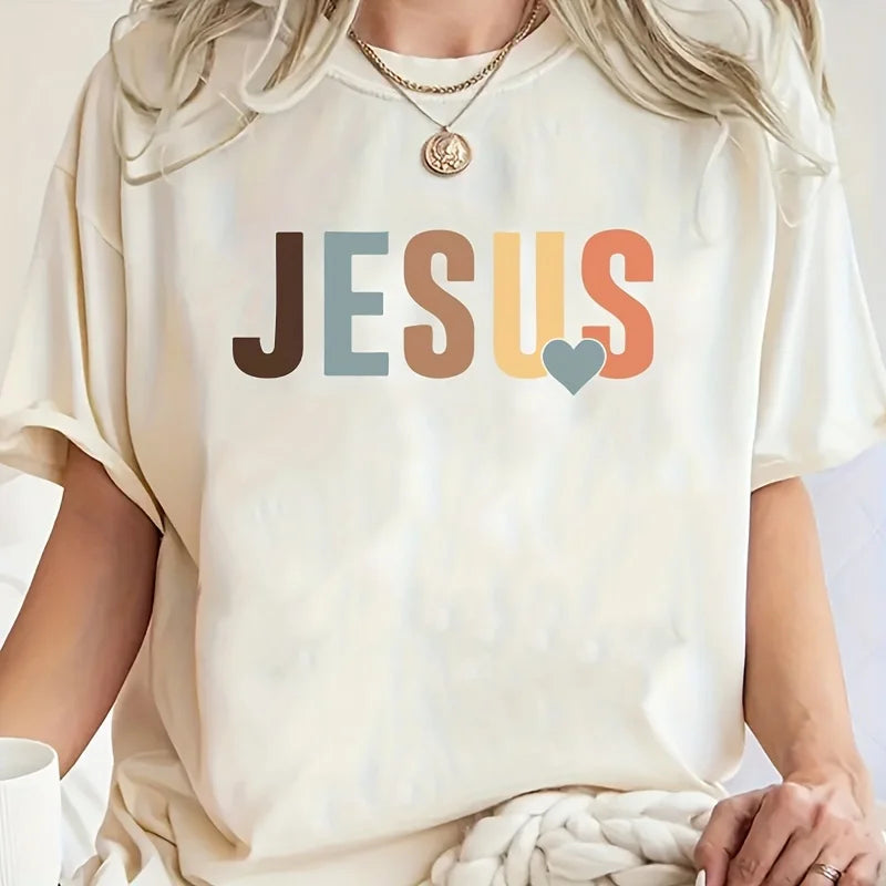 Jesus Letter 90s Streetwear Fashion Girls T-Shirt