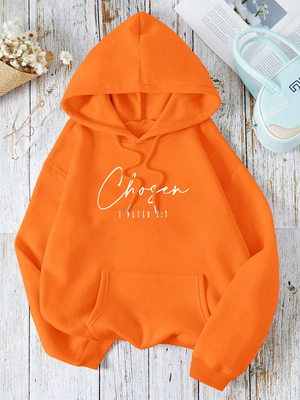 Chosen I Peter Letter Graphic Print Hoodies