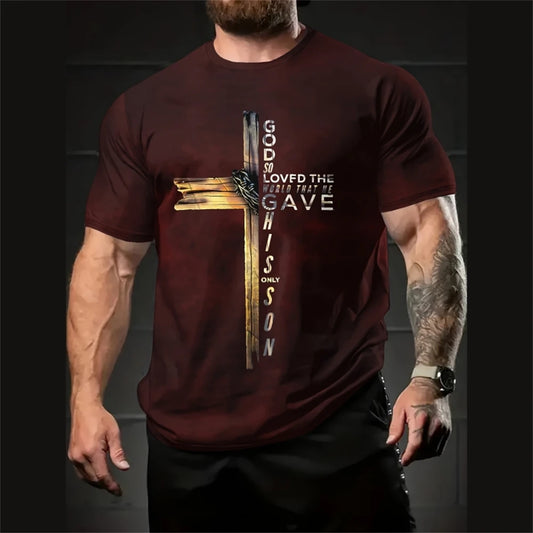 Jesus Cross Print Men T-Shirt