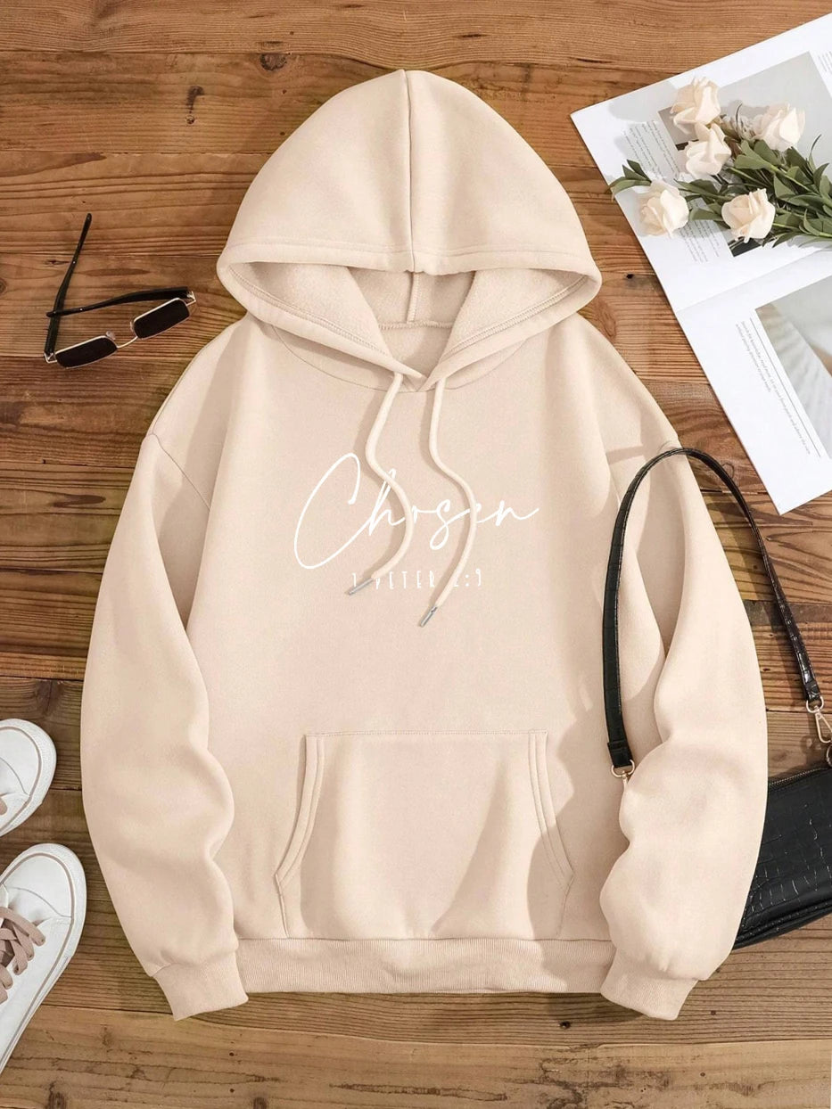 Chosen I Peter Letter Graphic Print Hoodies