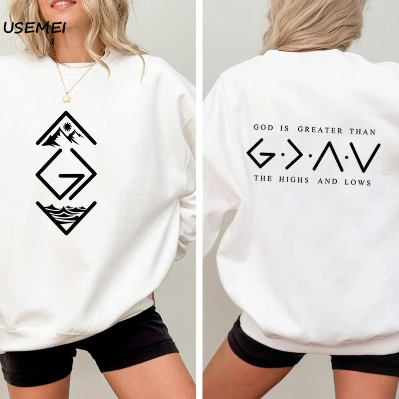 God Is Greater Than The Highs and Lows Round Neck Sweatshirt