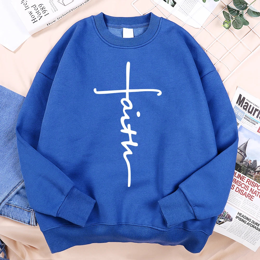 Faith Cross Letter Print Men Hoodie