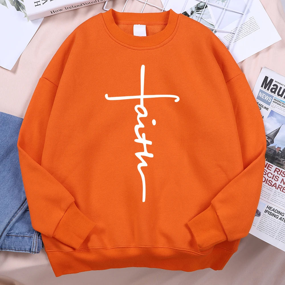 Faith Cross Letter Print Men Hoodie