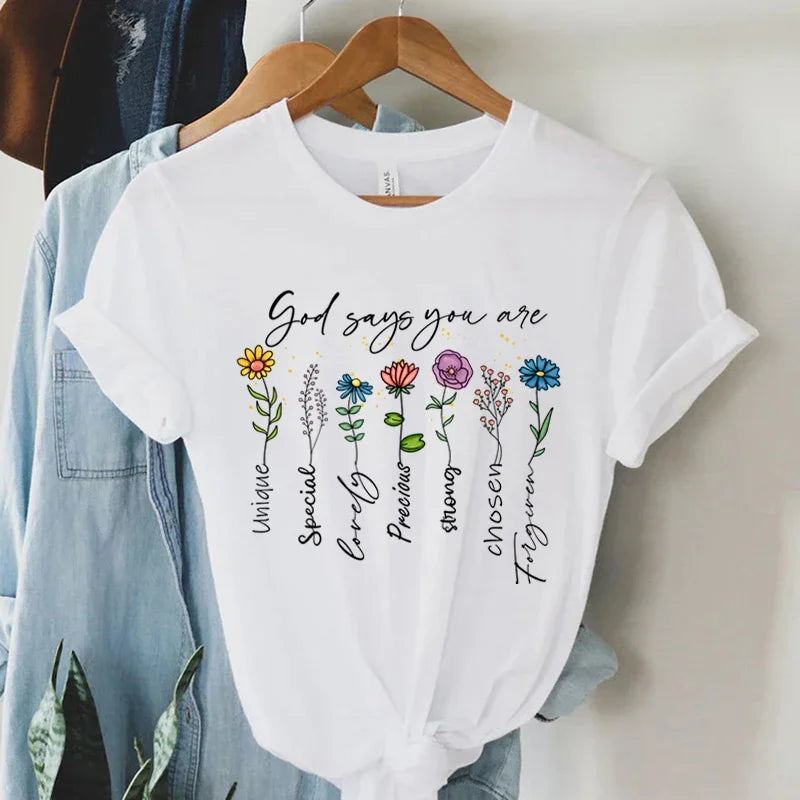 God Says You Are Unique Print T Shirt