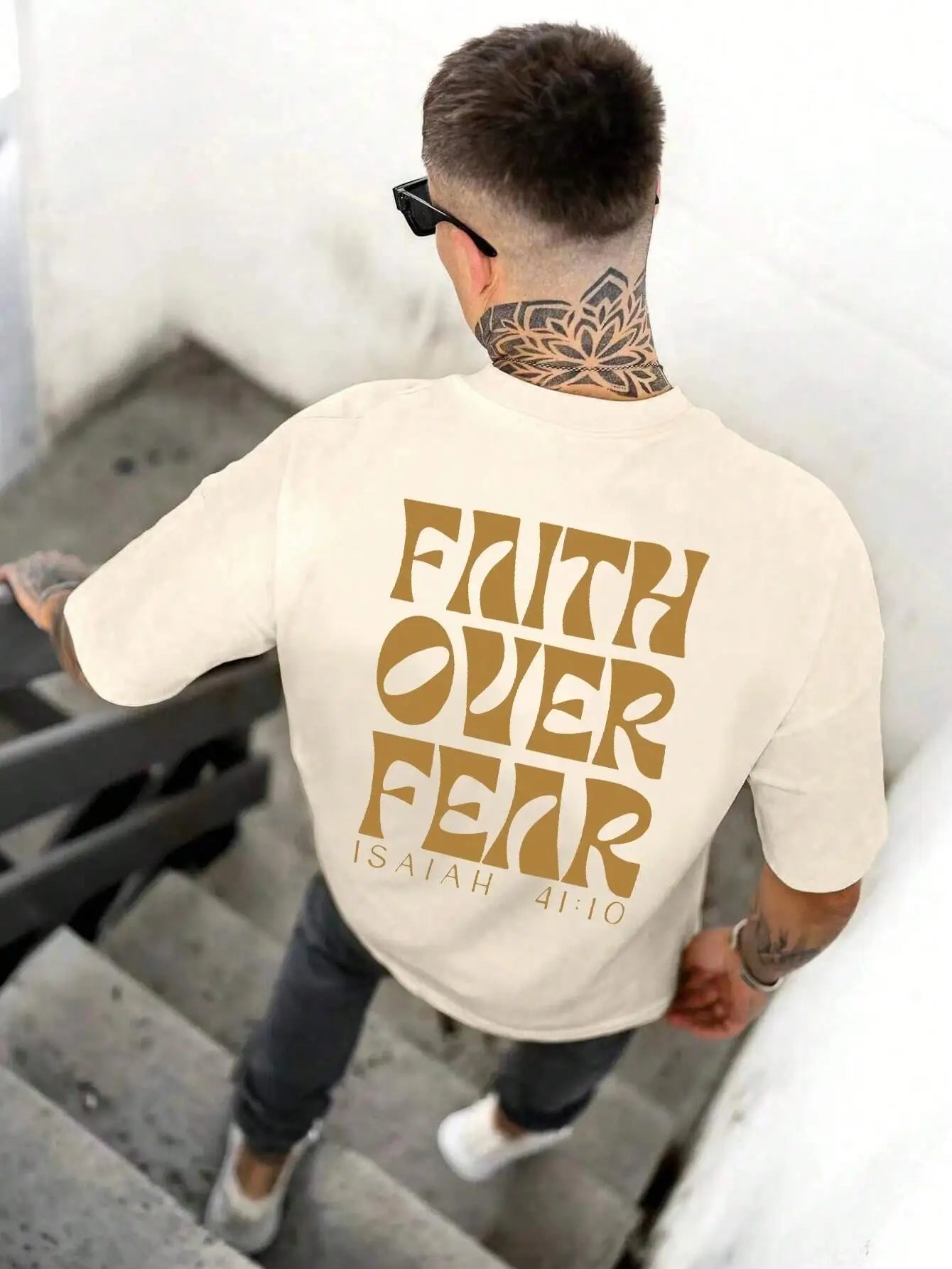 Faith Over Fear Isaiah 41:10 Printing Male T Shirts