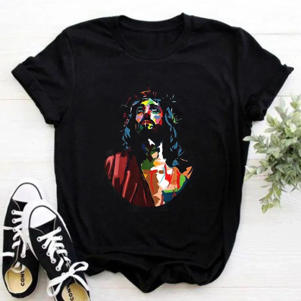 Jesus Is King Letter Print Women T-shirt