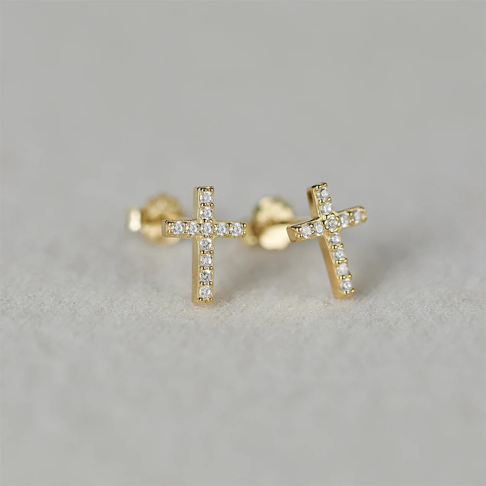 Simple Geometric Cross Gold Silver Earring