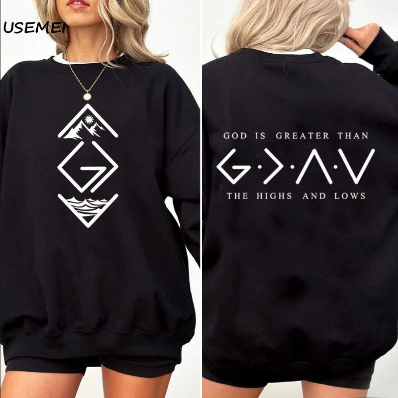 God Is Greater Than The Highs and Lows Round Neck Sweatshirt