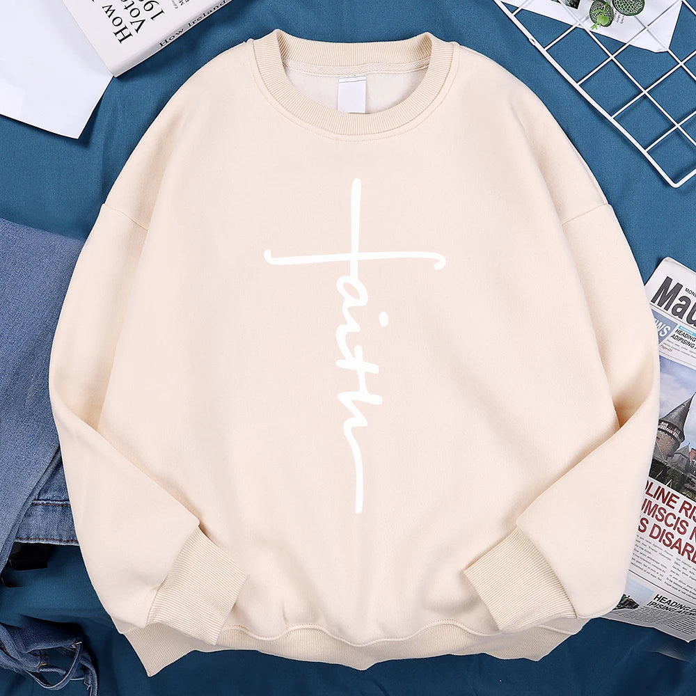 Faith Cross Letter Print Men Hoodie