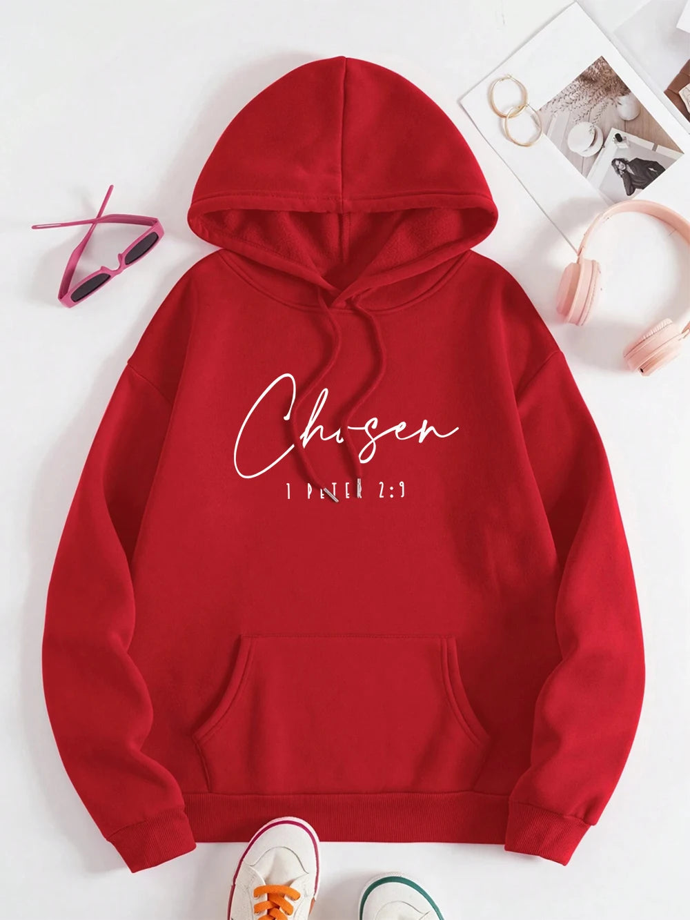 Chosen I Peter Letter Graphic Print Hoodies