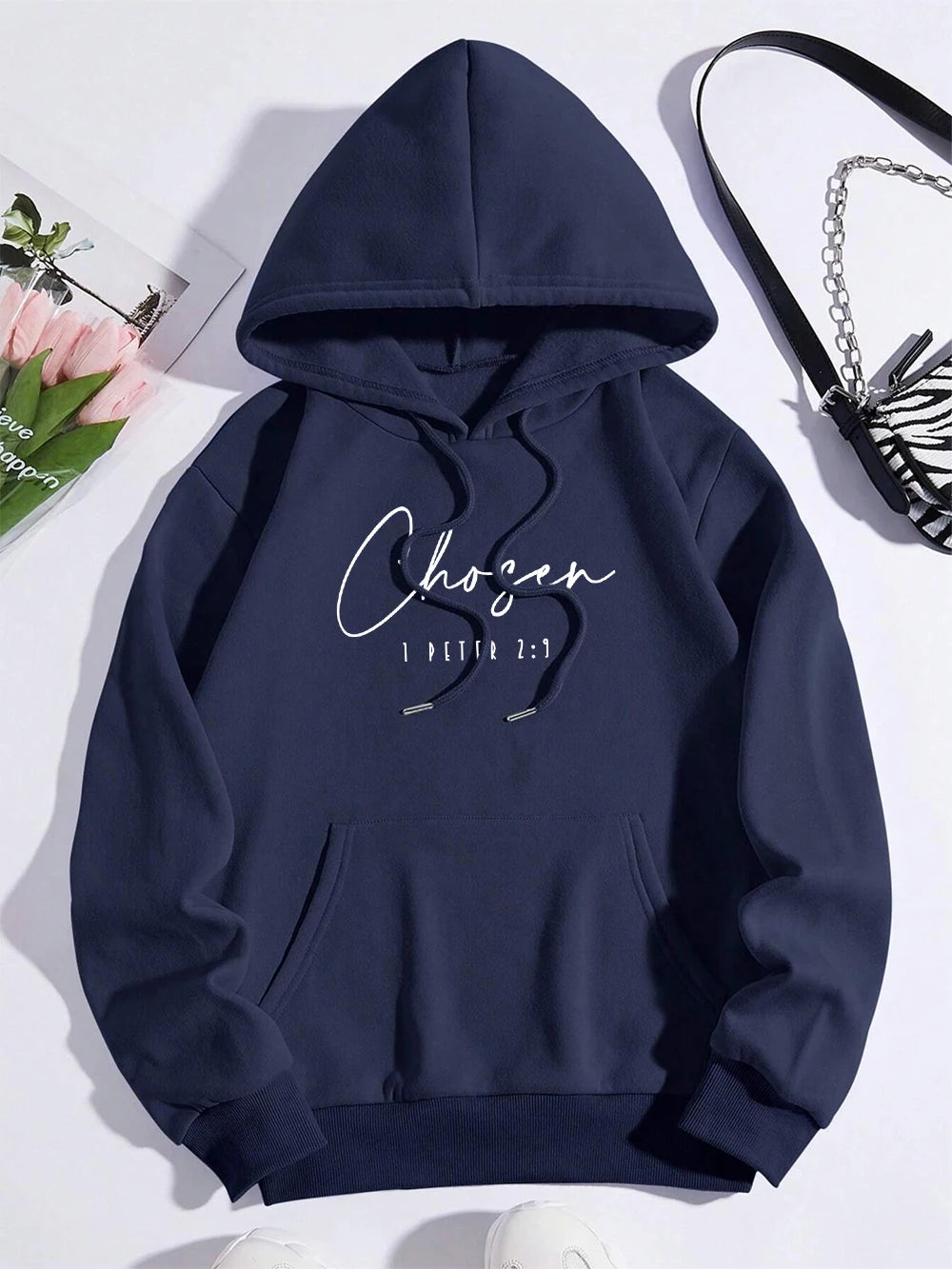 Chosen I Peter Letter Graphic Print Hoodies