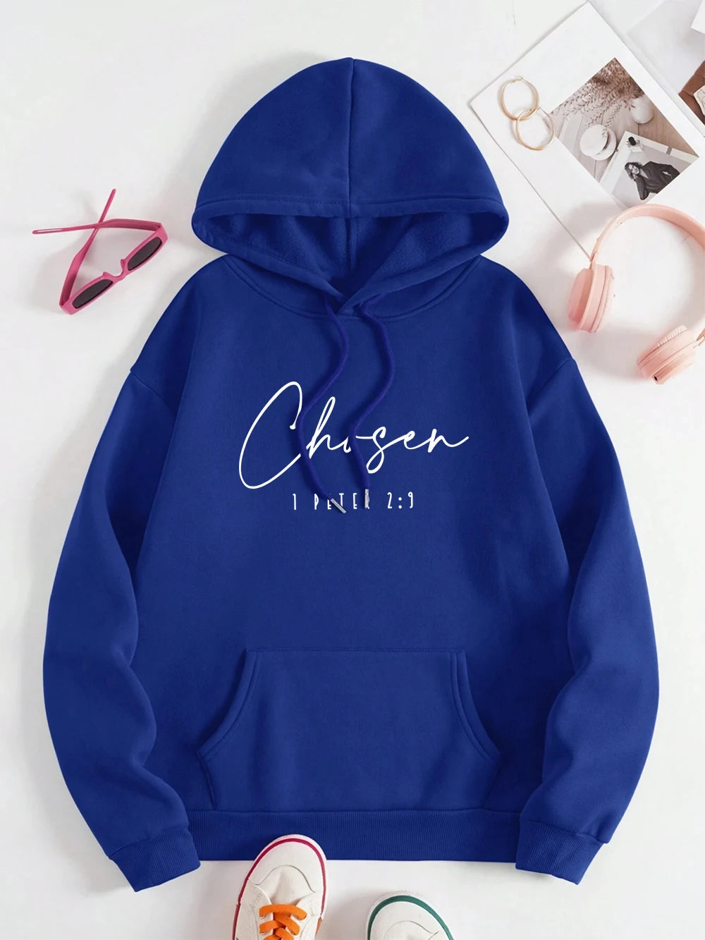 Chosen I Peter Letter Graphic Print Hoodies