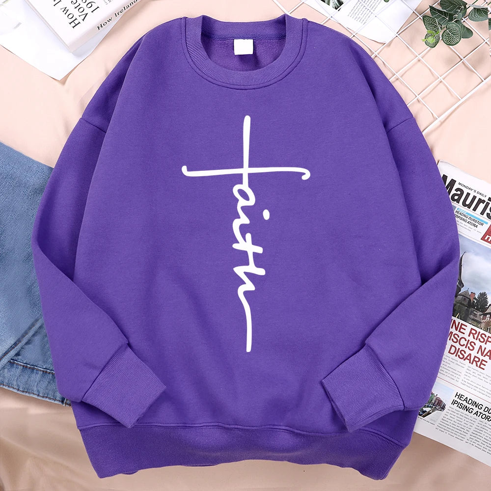 Faith Cross Letter Print Men Hoodie