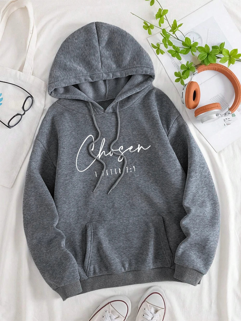 Chosen I Peter Letter Graphic Print Hoodies