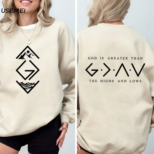 God Is Greater Than The Highs and Lows Round Neck Sweatshirt